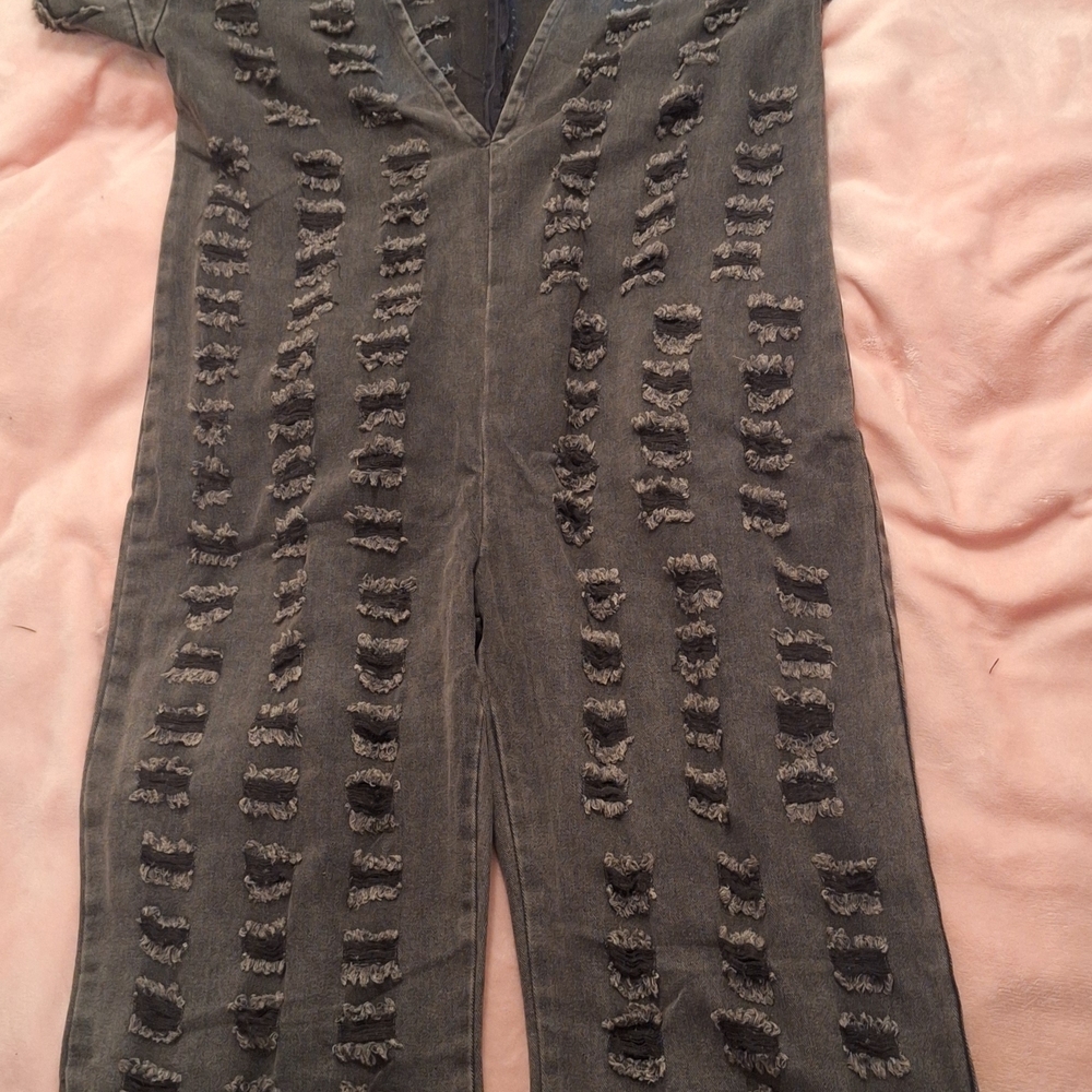 Distressed Gray Jumpsuit